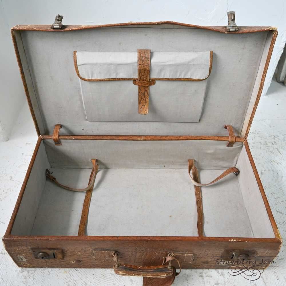 L3612-99-9 英国アンティーク トランク レザー 収納 かばん イギリス