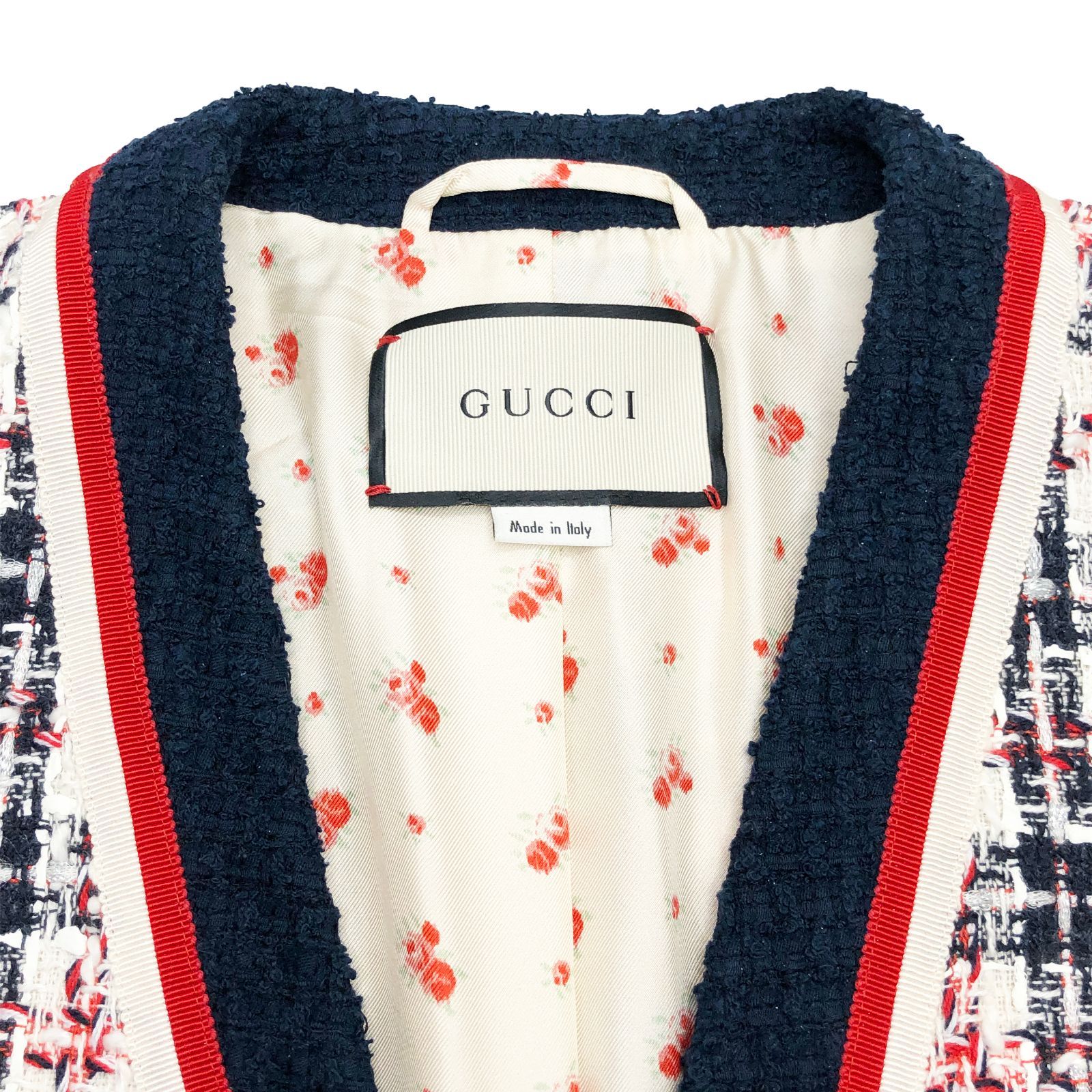GUCCI グッチ Multicolor Patch Tweed Check Jacket マルチ