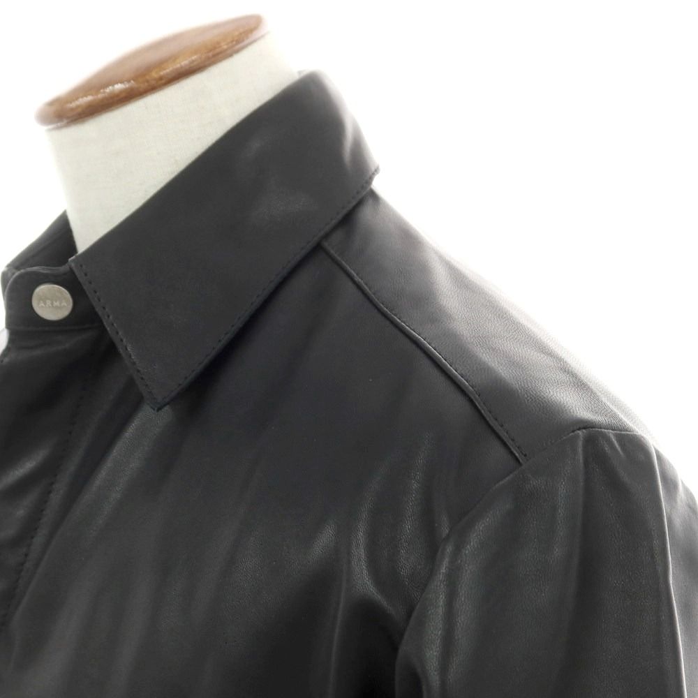 アルマ ARMA RONNIE ラムレザー シャツブルゾン ブラック サイズ48 メンズ