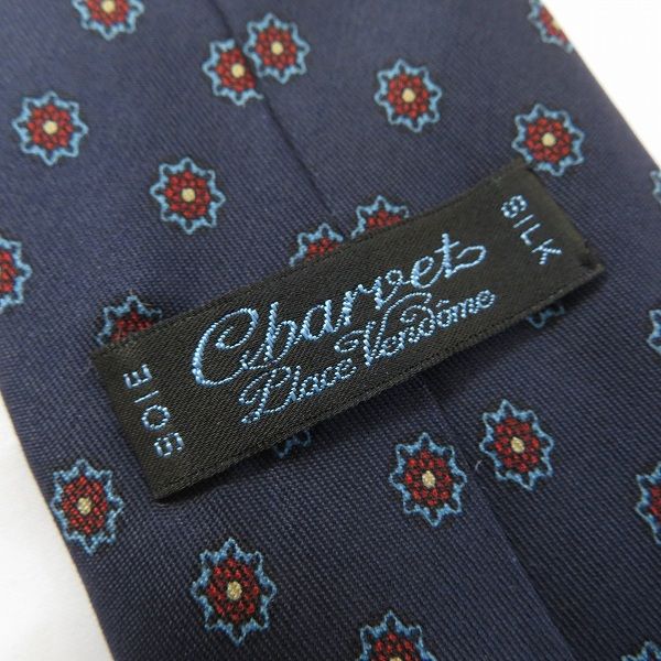 ae シャルベ Charvet ネクタイ 紺 水色 赤 ベージュ 総柄 花柄