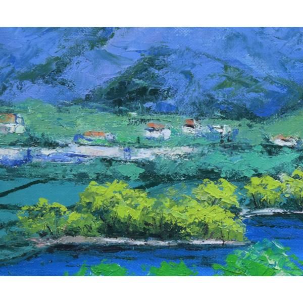 宮倉 靖三「安曇野（木崎湖・長野県）」油絵・F4号 個展活動 美術年鑑掲載作家 兵庫県在住 状態良好 小竹美術 真作保証 - メルカリ