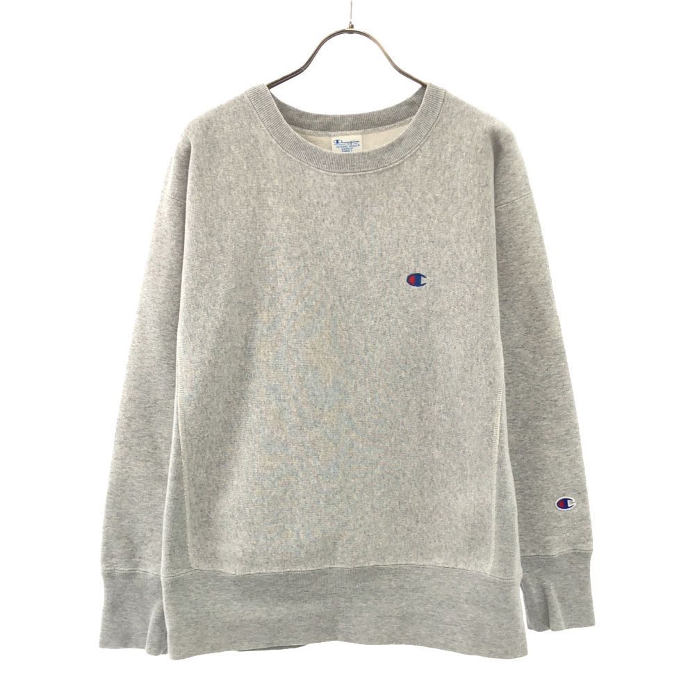 チャンピオン REVERSE WEAVE 青単 復刻 ワンポイントロゴ 長袖 トレーナー S ライトグレー Champion 裏起毛 スウェット メンズ