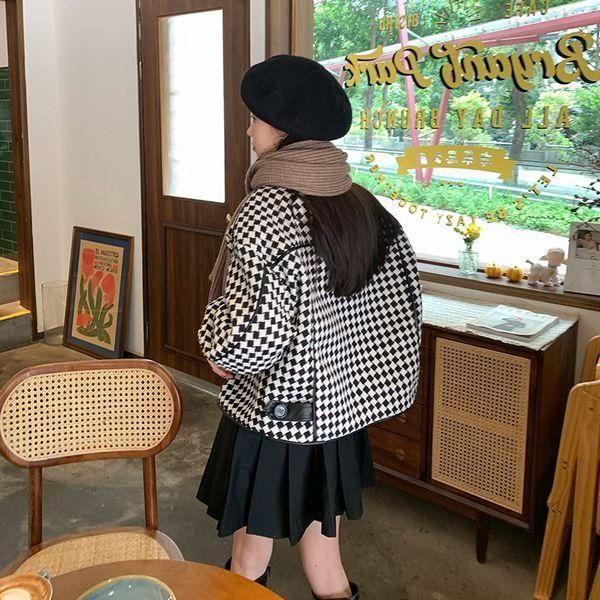 千鳥格子 ショート丈 チェック柄 ブルゾン アウター レディース