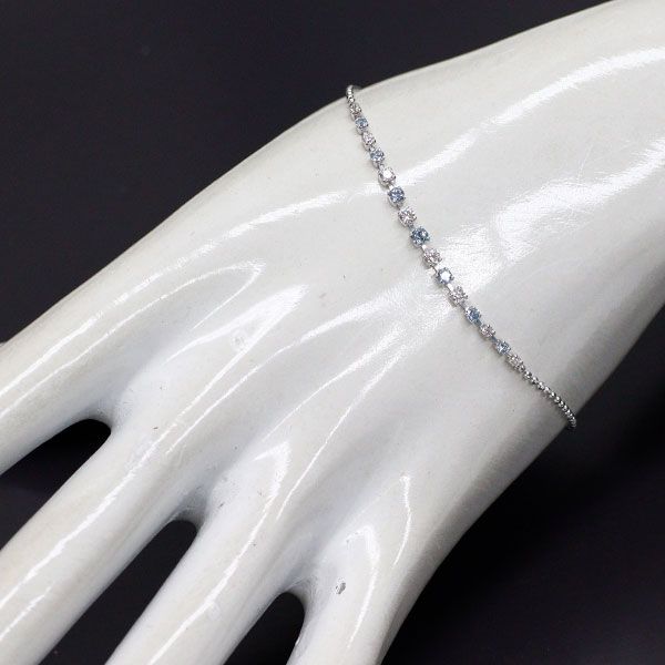 K18WG ダイヤモンド ブルートパーズ ブレスレット 0.31ct T0