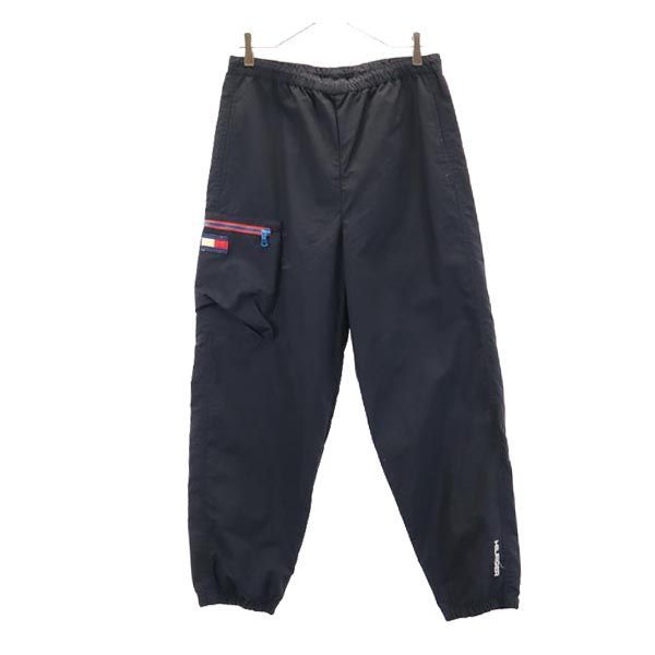 トミーヒルフィガー 90s オールド フラッグ パンツ S 黒 TOMMY HILFIGER ウエストゴム メンズ