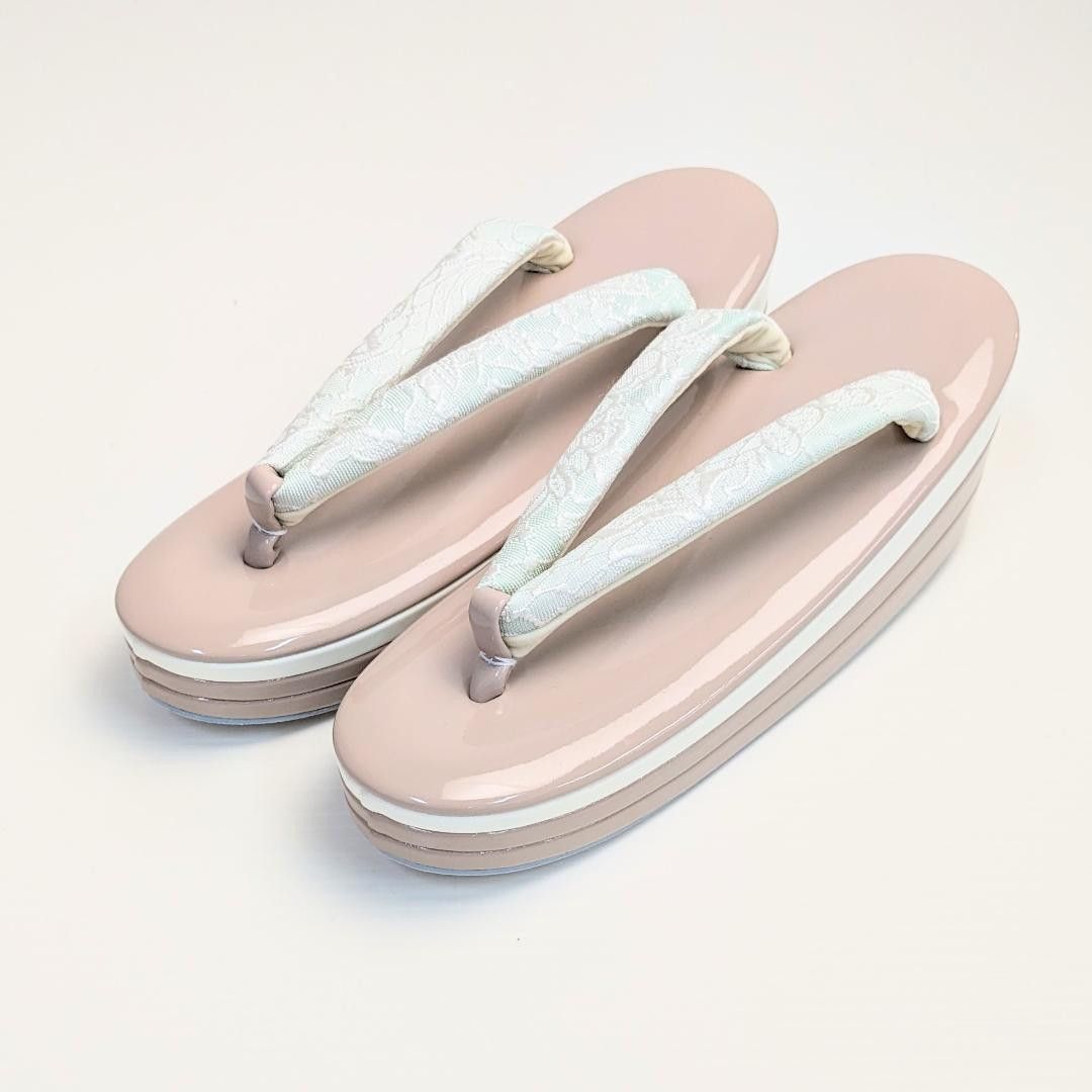 草履 バッグ セット ジャガード 薄い緑×ピンク フリーサイズ u78-2 草履 バッグ セット ジャガード 薄い緑×ピンク フリーサイズ u78