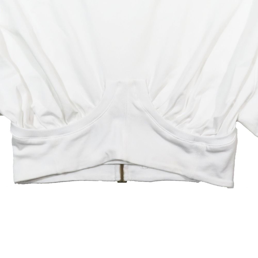新品同様 JACQUEMUS ジャックムス クロップド Tシャツ ショート丈 カットソー 半袖 ビスチェ へそ出し トップス ホワイト XS レディース 古着 中古 新品同様 JACQUEMUS ジャックムス クロップド Tシャツ ショート