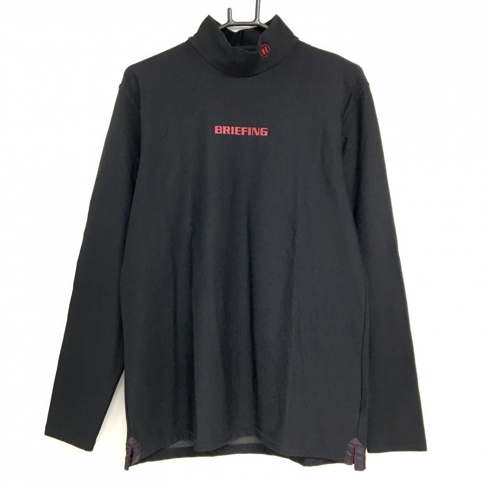 超 ブリーフィング 長袖ハイネックシャツ 黒×レッド 裏起毛 バックロゴ メンズ L ゴルフウェア BRIEFING