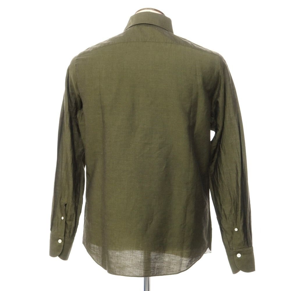 中古】フィナモレ Finamore コットンリネン ホリゾンタルカラーシャツ