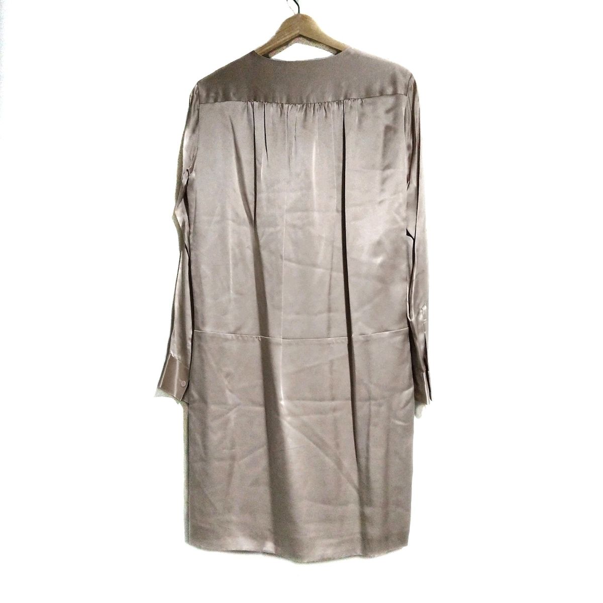 Drawer ドゥロワー ワンピース サイズ38 M レディース - ピンクベージュ クルーネック 長袖 ひざ丈