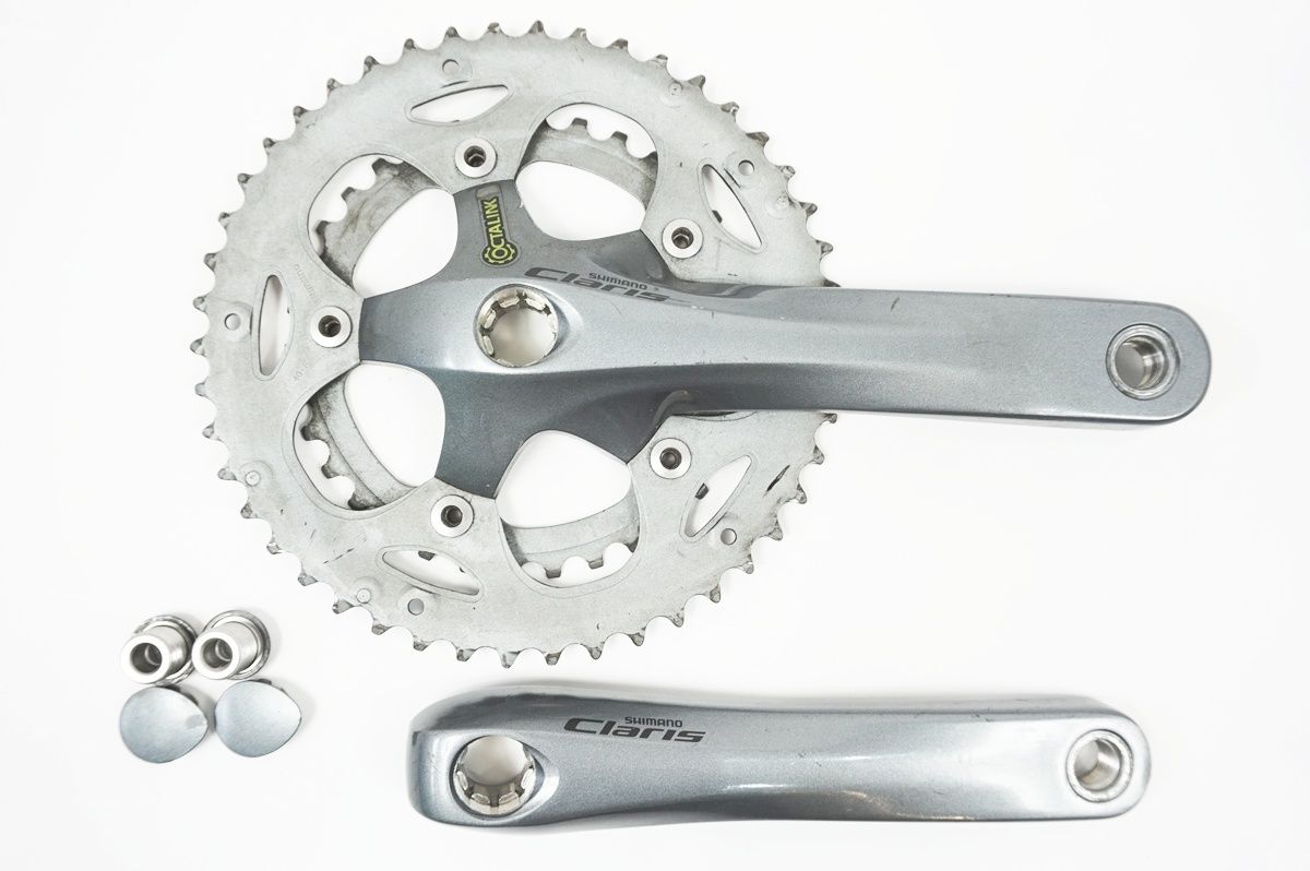 クランクセット shimano claris FC-2450 BB、FD付き SHIMANO CLARIS FC-2450 クランクセット シルバー（165mm、50