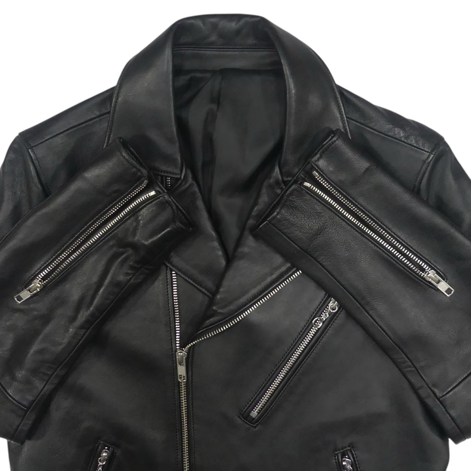 LIDNM ブラックレザージャケット Mサイズ LIDNM リドム ライダースジャケット 本革 ダブル メンズ レザー