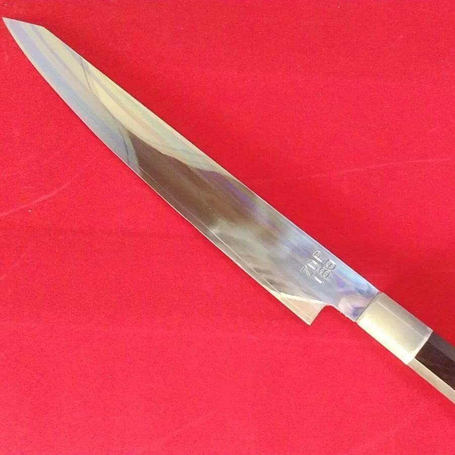 堺業務用刃物メーカー直売 八寸五分切付型和牛刀 両鏡面 黒檀上下白水牛柄