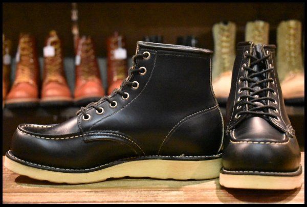 6.5E 犬タグ 98年 レッドウィング 8179 アイリッシュセッター 黒 ブラッククローム モックトゥ 編み上げ ブーツ redwing HOPESMORE FJ226