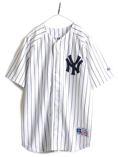 80年代美品 アメリカ製ラッセル ヤンキース ベースボールシャツ コットン製 お得なクーポン配布中!】 00s MLB ラッセル ヤンキース ベース