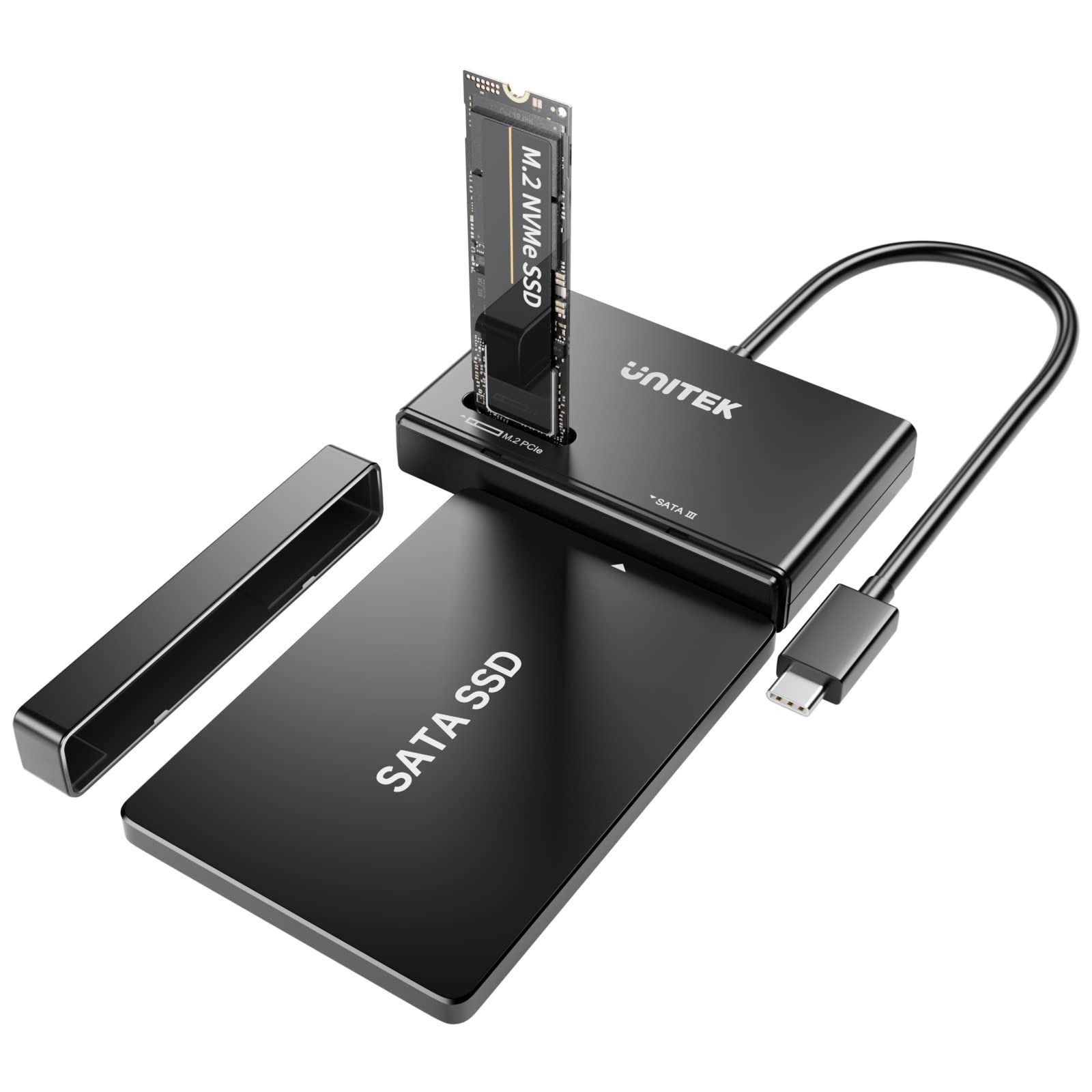S1232A Unitek USB to SATA HDD/SSD+ M.2 NVMe SSD 変換アダプタ インボイスに対応 デュアルハード ...