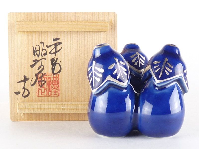 人気提案 作「茄子 高野昭阿弥 清宮】平安 蓋置」共箱 約 幅 約5.5cm 高さ その他