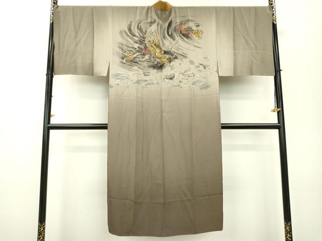 平和屋着物男性　長襦袢　袷　龍　暈し染め　金彩　正絹　逸品　DAAL1655fe