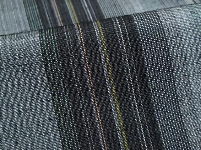 平和屋着物○男性 紬 アンサンブル 縞 黒地 正絹 逸品 CAAW7230yc