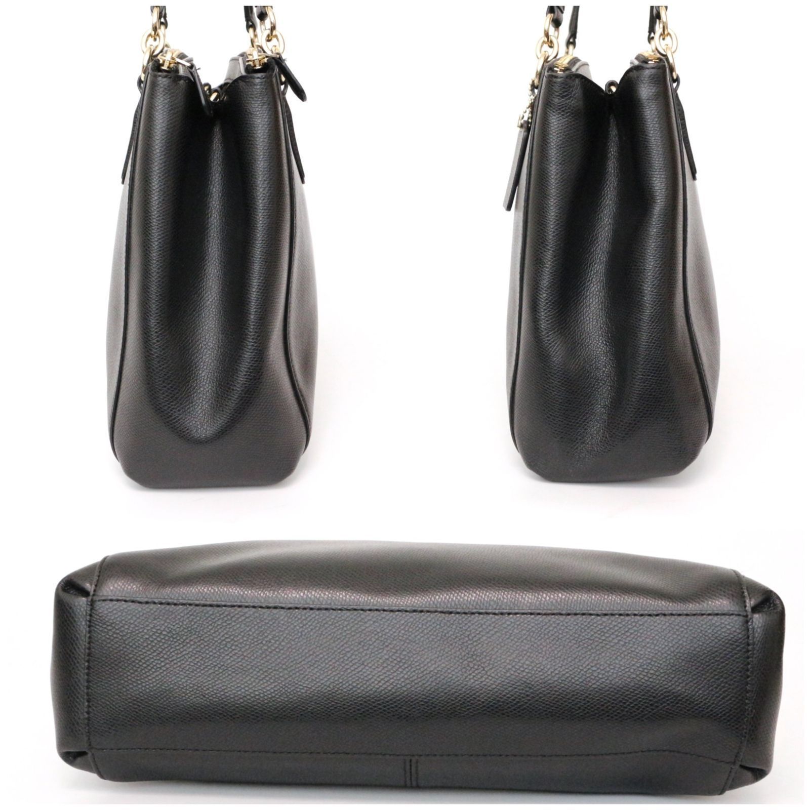 COACH ブラックレザーショルダーバッグ コーチ 36606 2way ショルダーバッグ ハンドバッグ A4 ビジネス