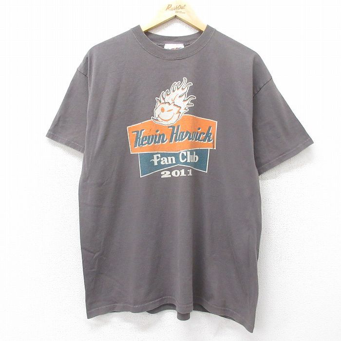 XL/古着 半袖 Tシャツ メンズ NASCAR ケヴィンハーヴィック クルーネック 濃グレー 24apr01 中古