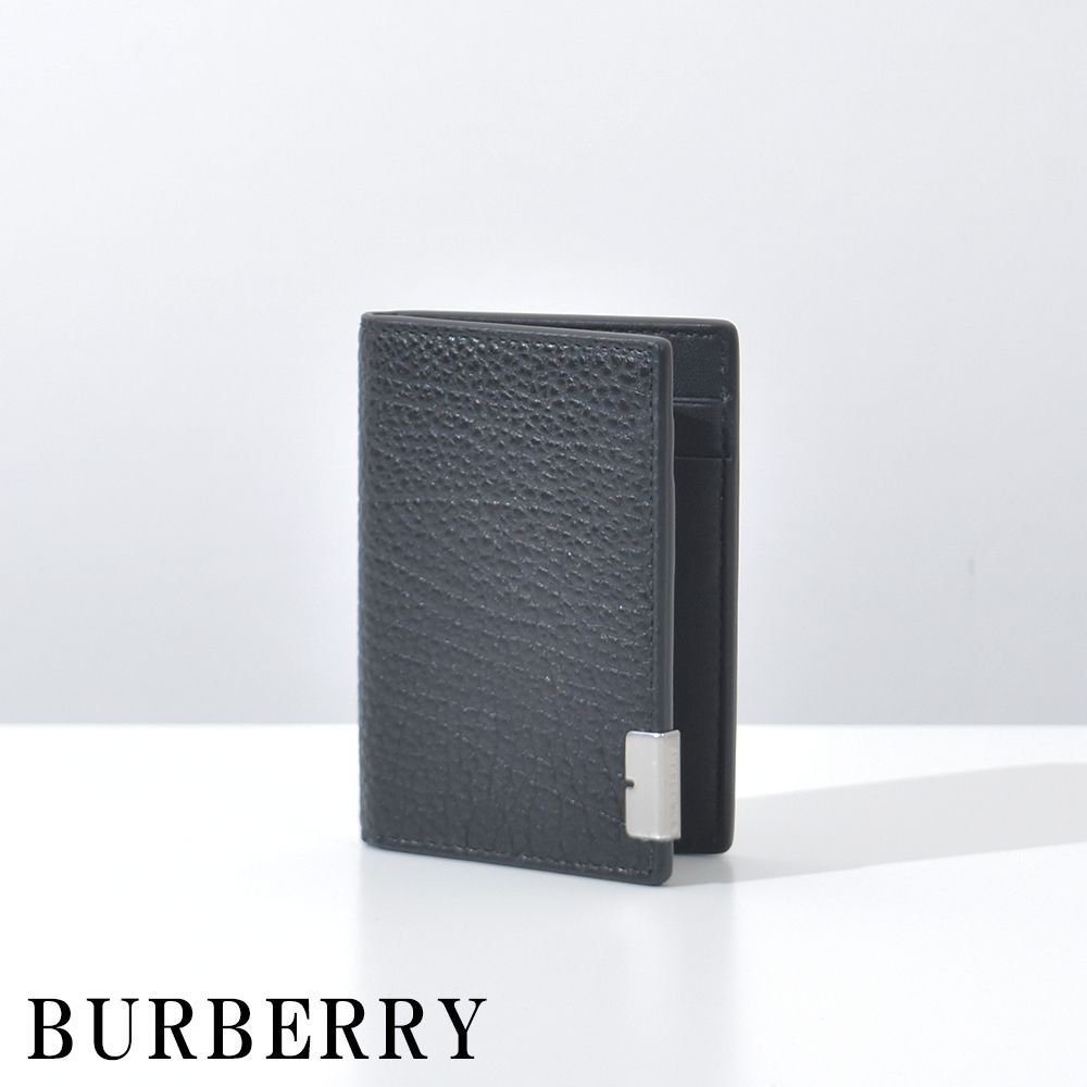 バーバリー Bカット カードケース パスケース フォールディングケース メンズ レザー 薄型 ブラック 黒 BURBERRY 8083753