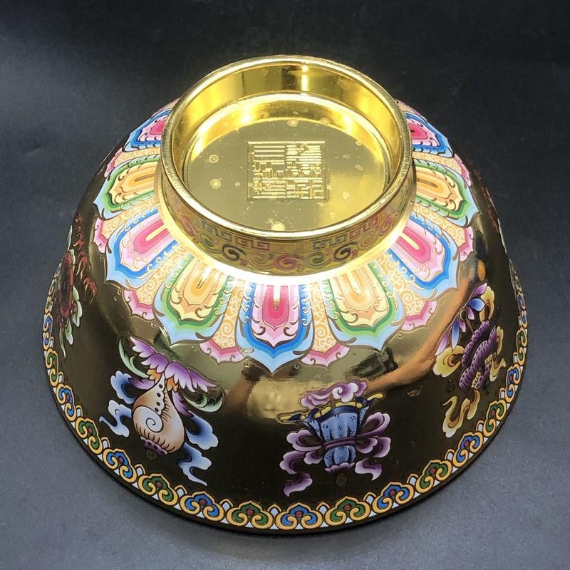 人気新品入荷 鎏金碗 銅器 吉祥八宝碗 置物 美術品 工芸品 装飾品 色絵法宝碗 工芸品