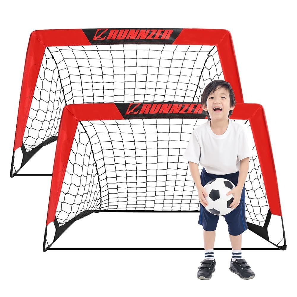 RUNNZER ポータブルサッカーゴール　2個 192cm_レッド 192cm 2個入セット L RUNNZER サッカー ゴール
