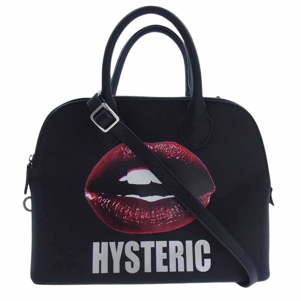 HYSTERIC GLAMOUR ヒステリックグラマー トートバッグ LIP TOPHANDLE リップ ロゴ ハンド 2WAY ショルダーストラップ付き トップハンドル バッグ ブラック系【中古】