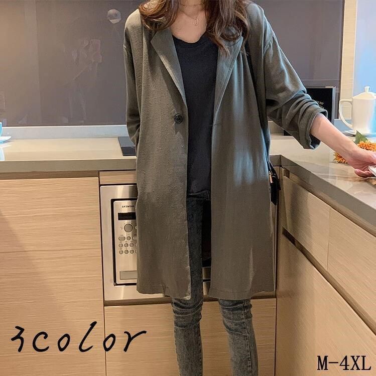 レディース トレンチコート 春 スプリングコート コットンリネン