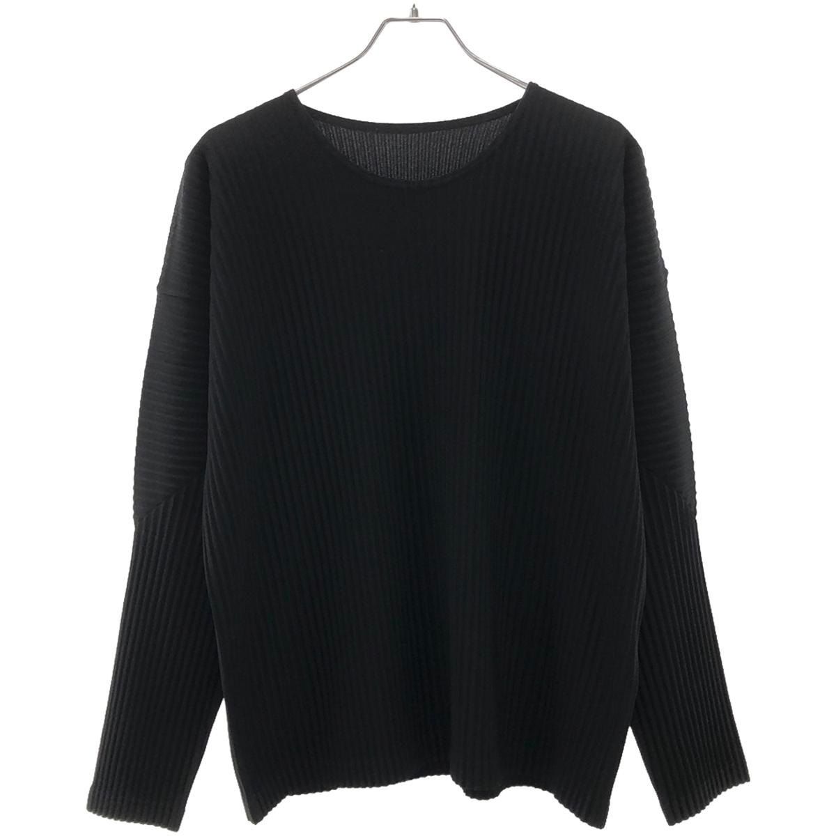 オムプリッセイッセイミヤケブラックVネックロングスリーブカットソー3