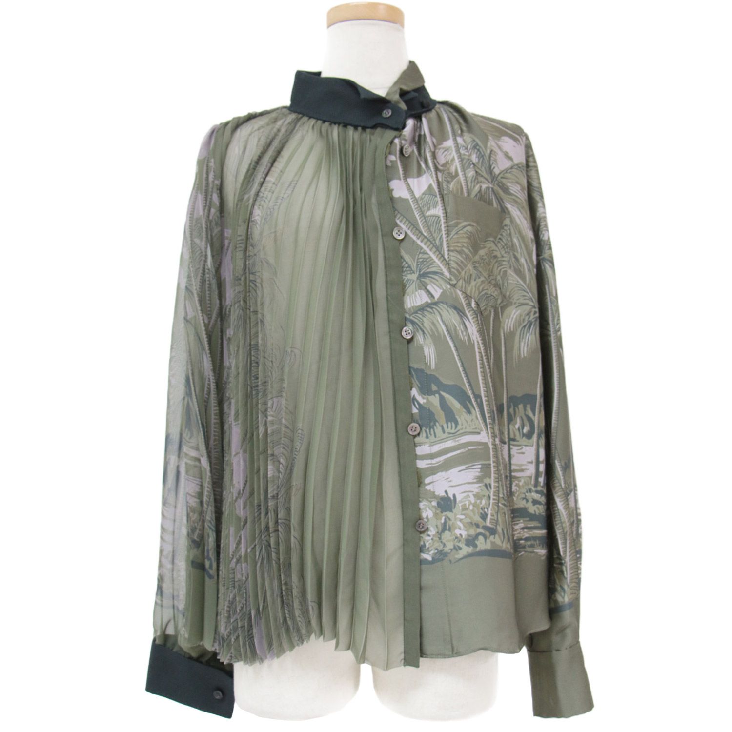 Sacai サカイ × SUN SURF ブラウス シャツ トップス 長袖 プリーツ 