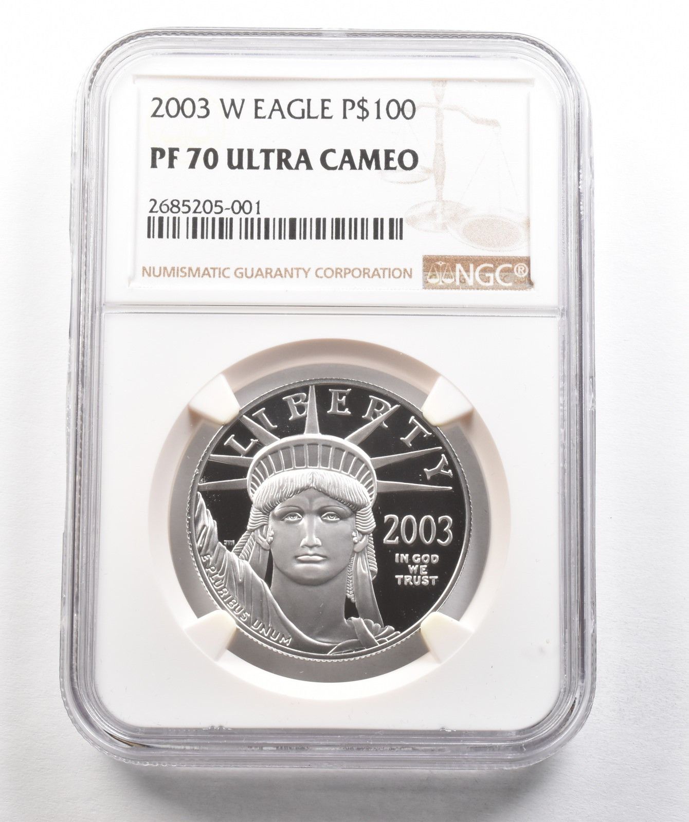 2003W 100ドル アメリカン プラチナ イーグル 1オンス プラチナ PF70 UCAM NGC *6353