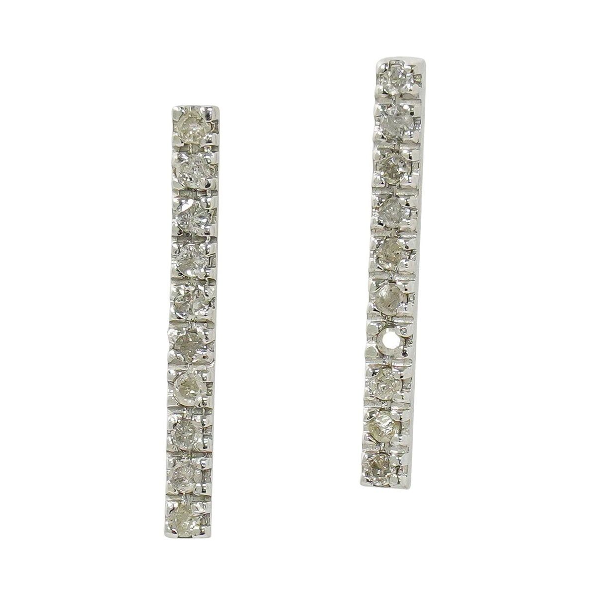 本物 ダイヤモンド 0.10ct ×2 K14 WG ピアス ホワイトゴールド