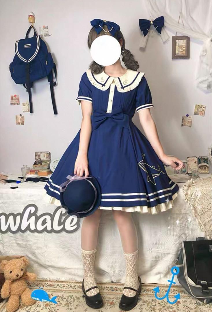 ♥ ロリータ 赤ワンピ Mサイズ セーラー風デザインが可愛い これからの季節に WWW_IMPECCABLEHEALTHCARESERVICES_COM