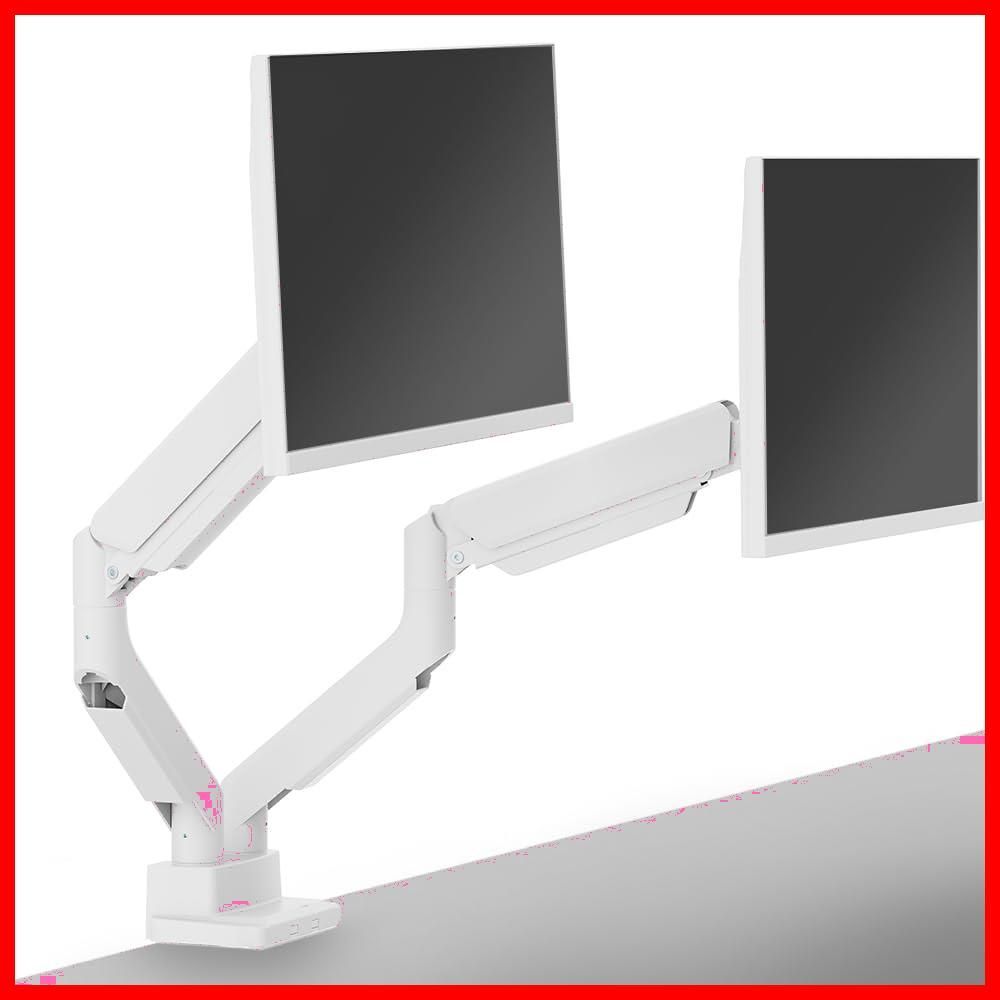 数量 Pixio PS2D White モニターアーム 白 デュアル 17-49インチ対応 耐荷重1-15kg クランプ グロメット ホワイト
