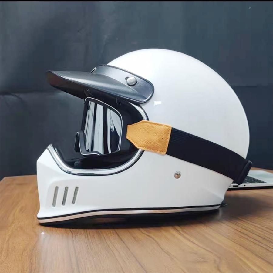 フルフェイスヘルメット バイク用 オフロードヘルメット、艶白 ...