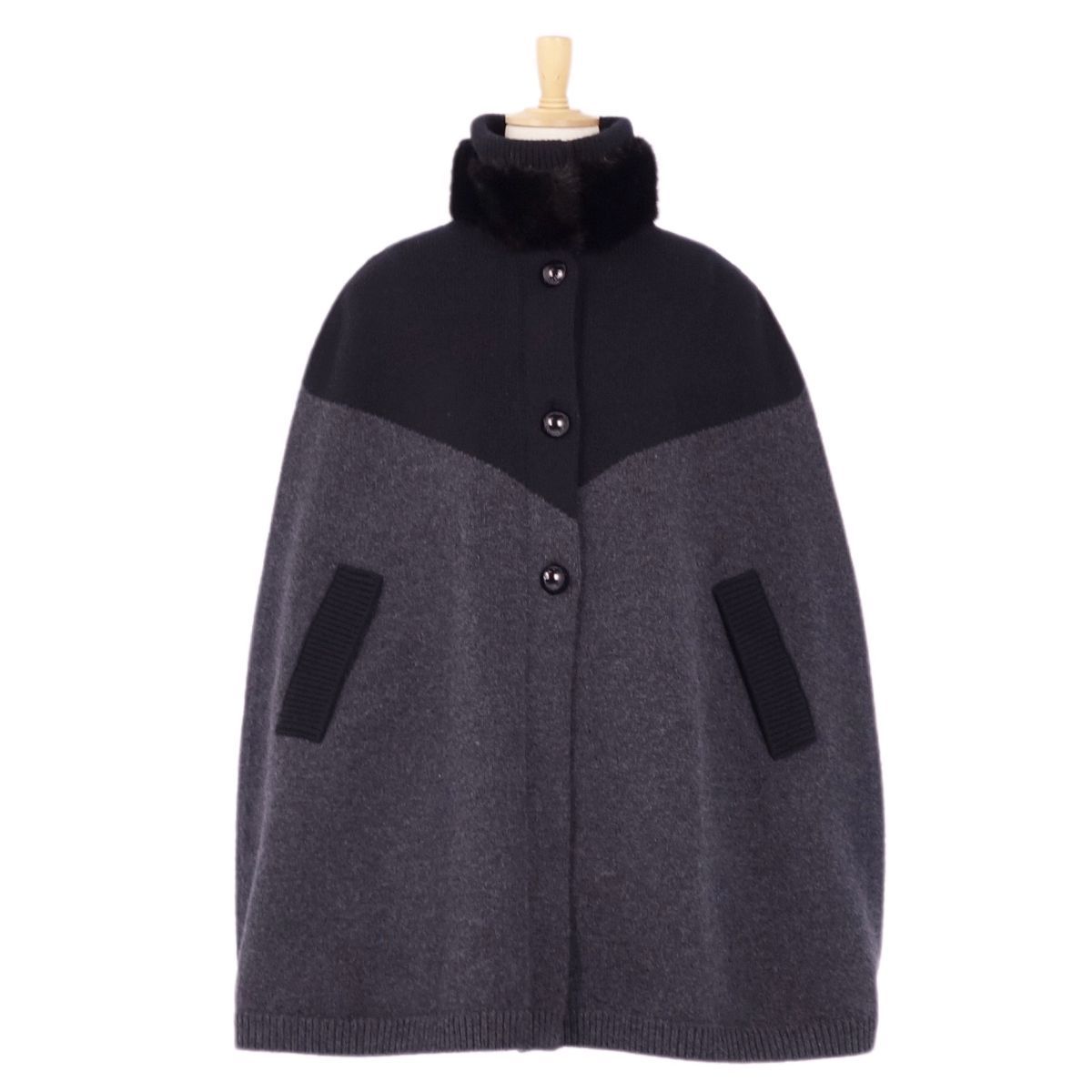 美品 ルイヴィトン LOUIS VUITTON ニット コート ポンチョ ケープ  