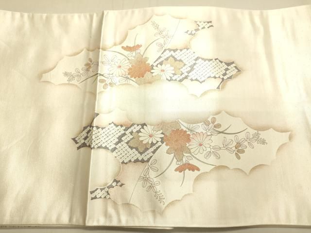 平和屋着物○太鼓柄袋帯 生紬 絞り 流水花文 正絹 逸品 DAAW4312cm