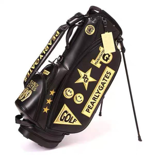 パーリーゲイツ　ロゴ入り　キャディバッグ ブラック ゴールド ゴルフアパレルブランド【パーリーゲイツ】から原 英莉花プロの