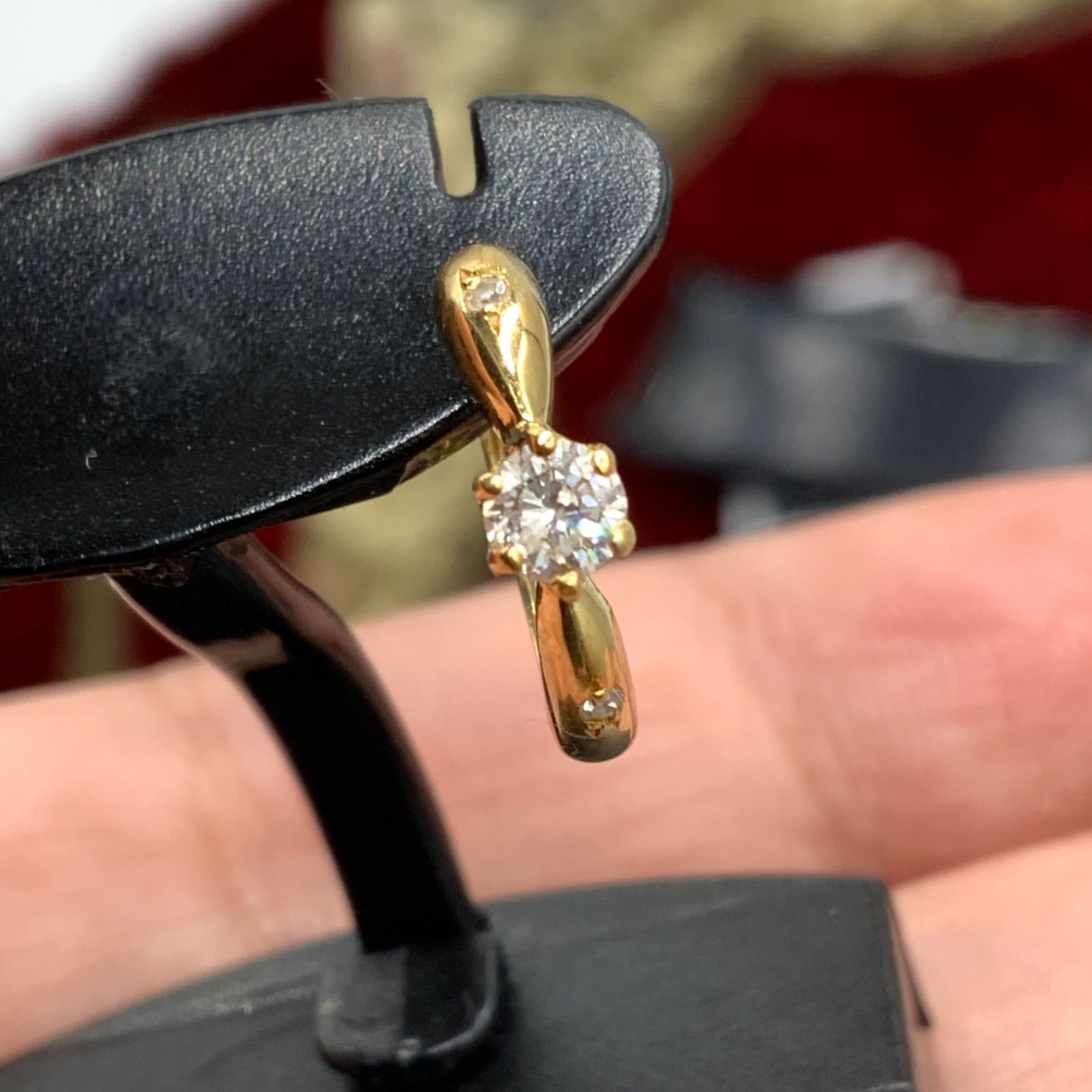 K18 フープダイヤピアス 1g 0.16ct ?