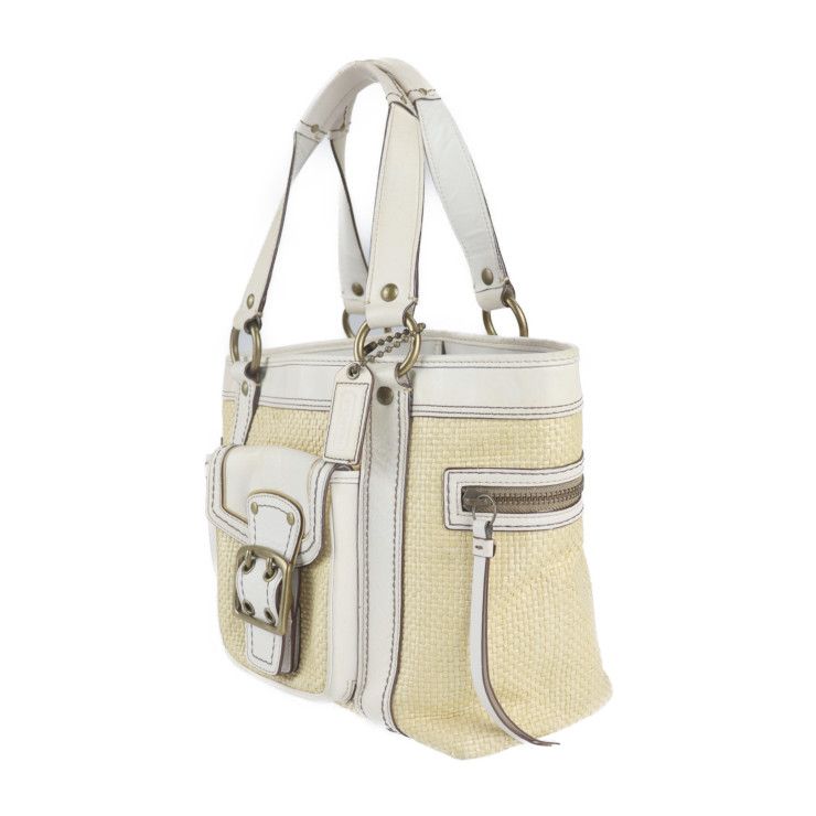 COACH コーチ ストローバッグ かご バッグ ハンドバッグ レザー 113 COACH コーチ かごバッグ ハンドバッグ 113 ストロー レザー