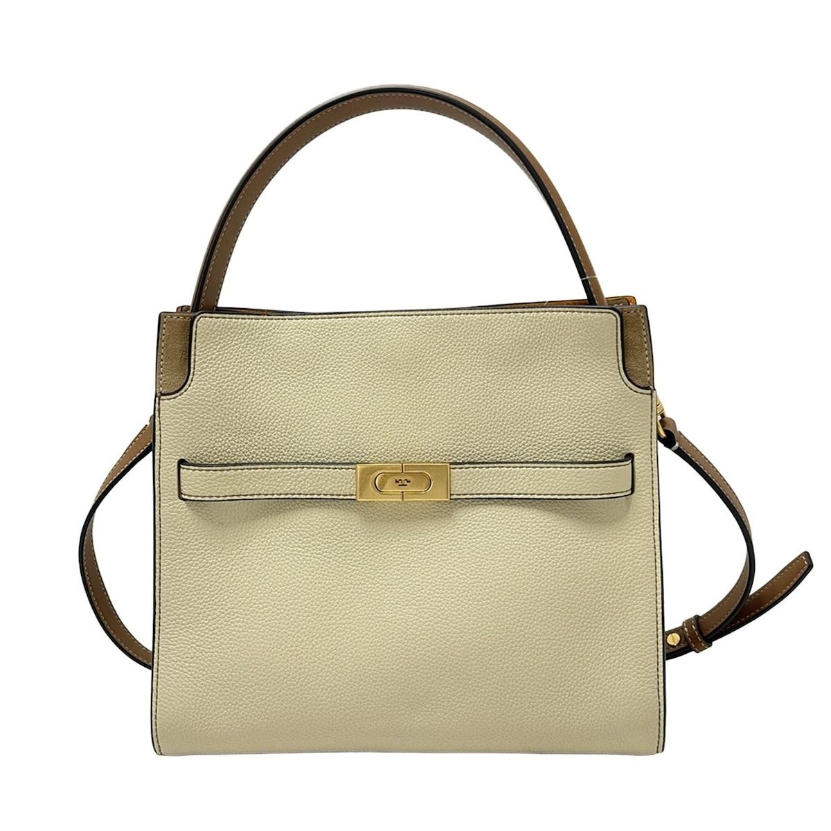 TORY BURCH トリーバーチ ハンドバッグ リー ラジウィル ダブルバッグ アイボリー×ライトブラウン レザー