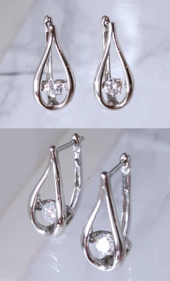 ダンシングストーン高品質天然ダイヤモンド D/VS2/VG鑑定付Ptフープ  