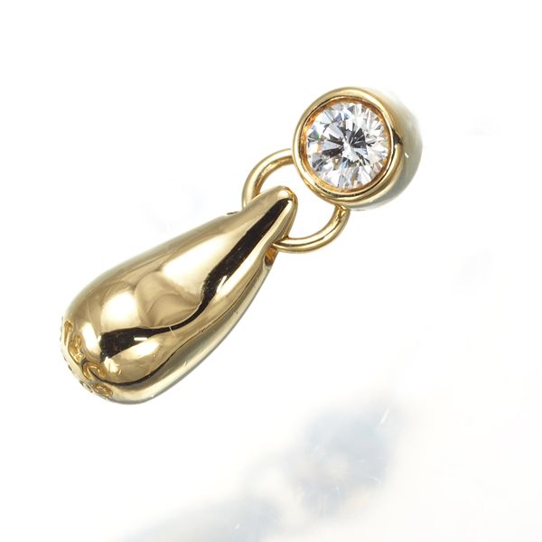 ティファニー ピアス ダイヤ ダイヤモンド ティアドロップ 片耳 K18YG  