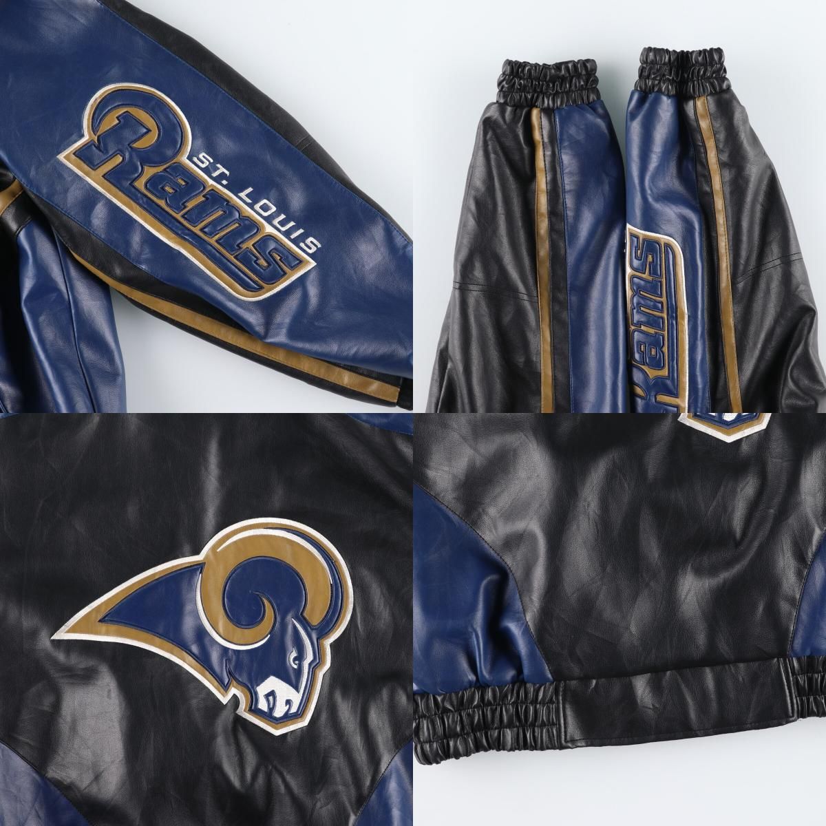 古着 NFL LOS ANGELES RAMS フェイクレザージャケット メンズL  