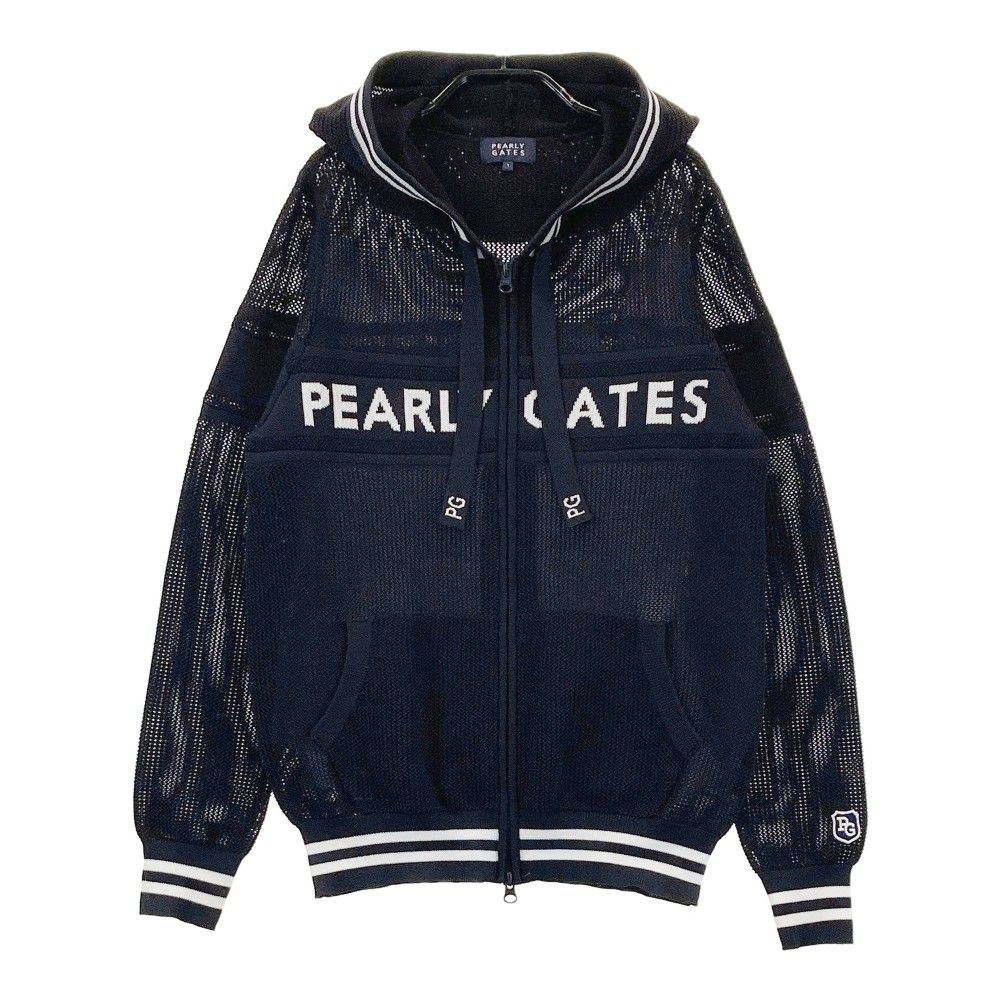 サイズ：1 PEARLY GATES パーリーゲイツ  ニット ジップパーカー ロゴ  ブラック系 [240101316731] ゴルフウェア レディース ストスト
