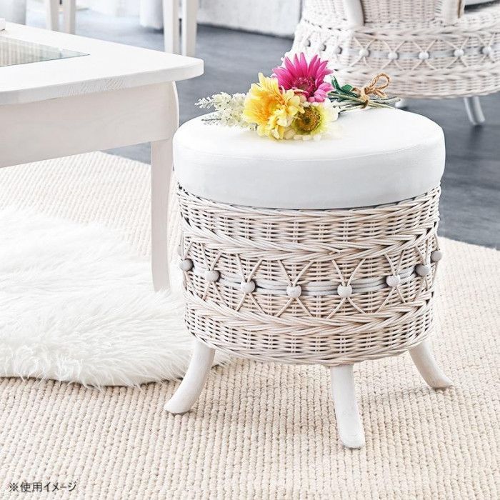 あ*ん様 アウトレット【送料無料・新品】ラタン風★サニタリー★ワイドランドリーチ フィオーレ アウトレット ラタン製スツール C820WW フィオーレ ラタン