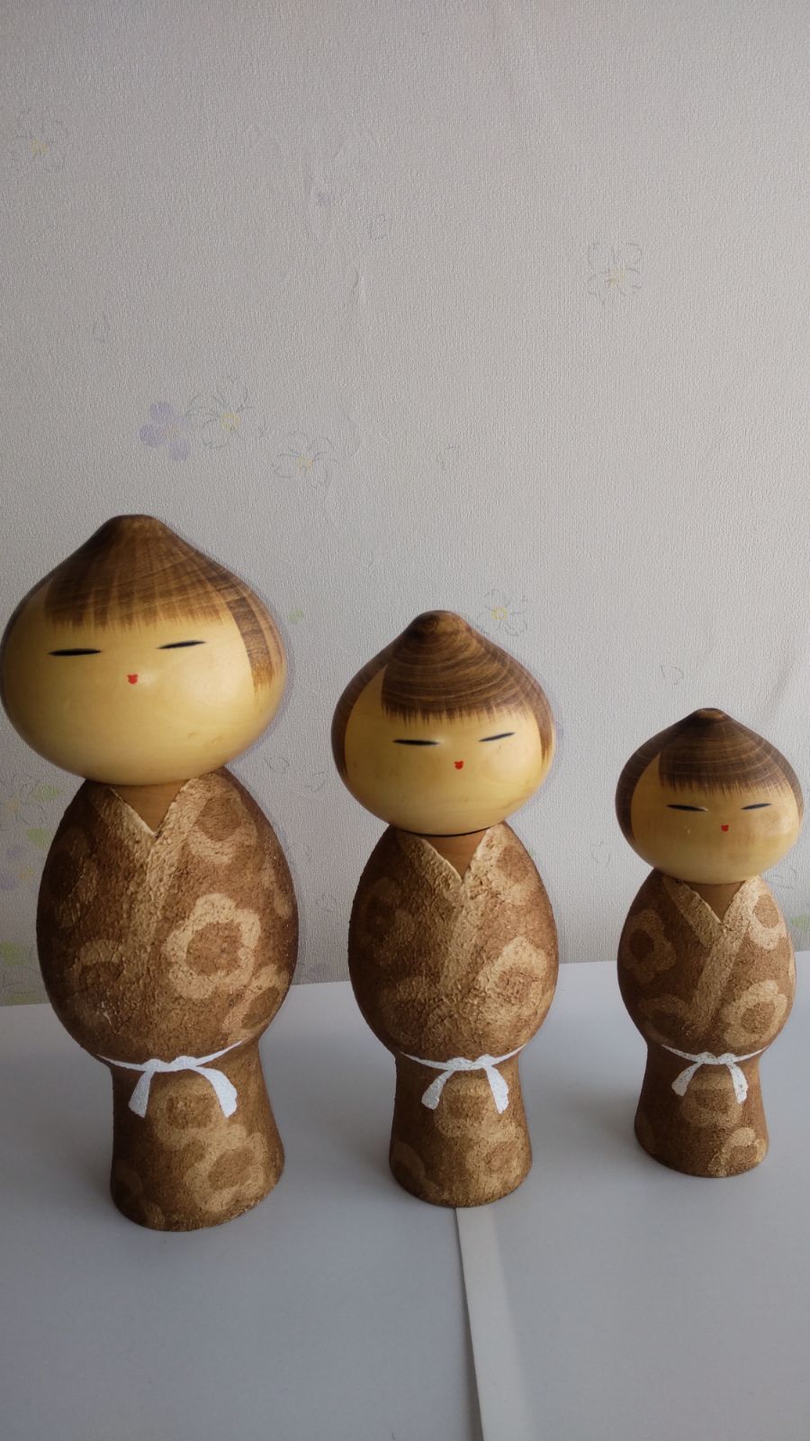 な親子こけし３点 渡辺正雄作 無心 創作こけし 内閣総理大臣賞受賞 No483
