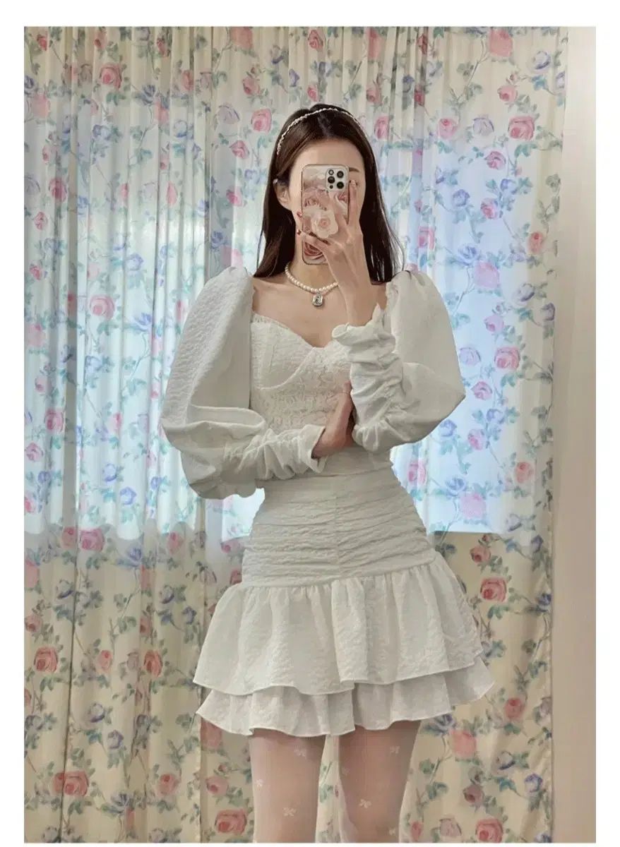 ウェディング ぺプラム シャーリング ブラウス ミニスカート コーディネートセット